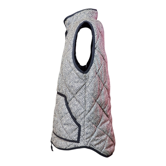 J.Crew Herringbone Excursion Quilted Puffer Vest XS Black White Classic - Picture 4 of 10